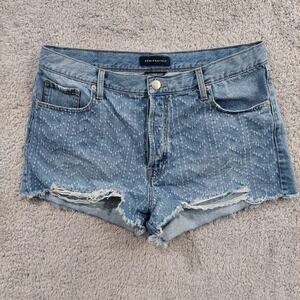 Aero Women's Boyfriend Jean Shorts Size 16 High Rise Blue Distressed Cut Off